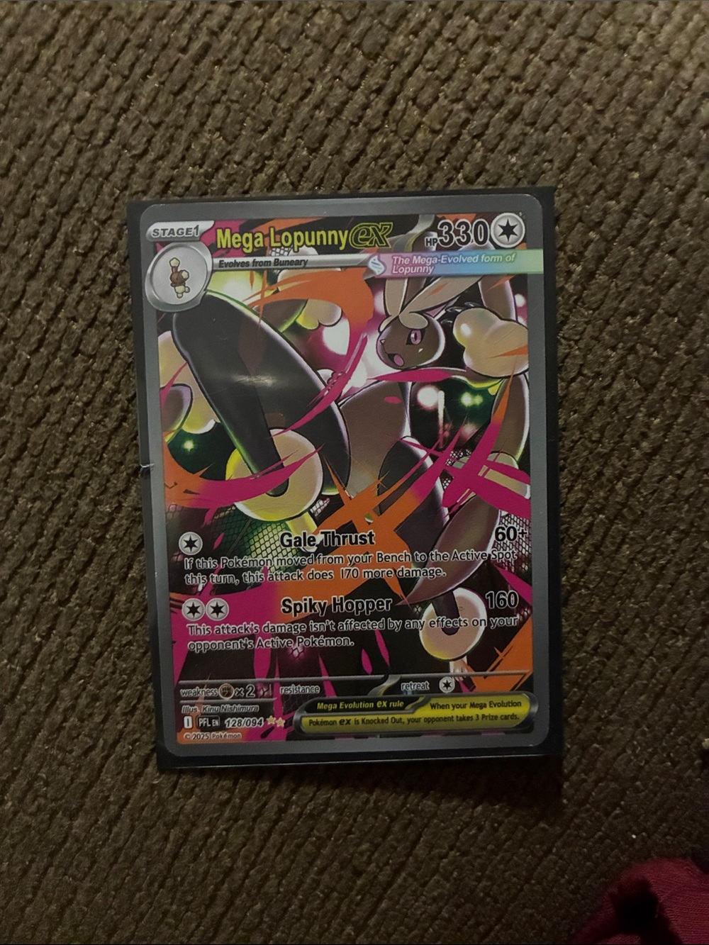 Pokémon Mega Lopunny ex Holo Rare Trading Card - Brown & Pink
